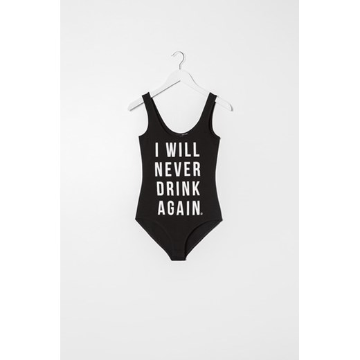 Black "Never Drink Again" Bodysuit tally-weijl czarny 