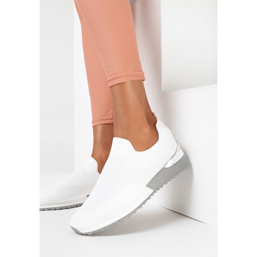Buty sportowe damskie Born2be białe na platformie bez zapięcia 