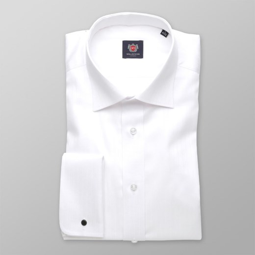 Biała taliowana koszula w prążki na spinki Willsoor L (41/42) / 188-194 wyprzedaż Willsoor