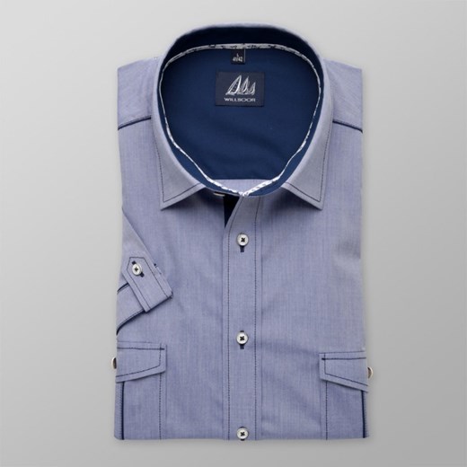 Niebieska taliowana koszula z pagonami Willsoor M (39/40) / 176-182 promocyjna cena Willsoor