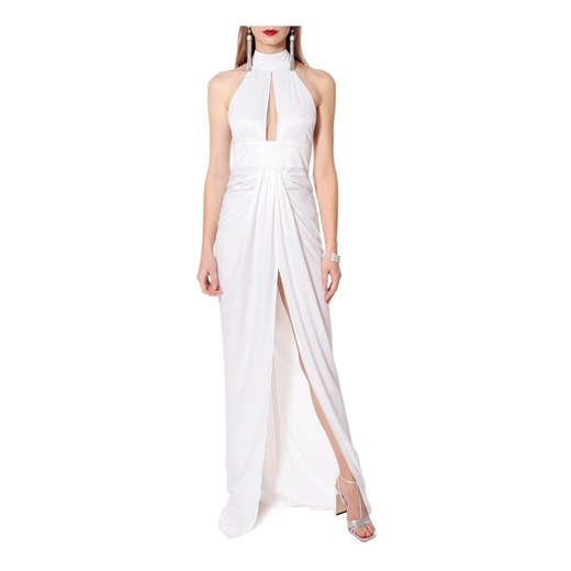 Aggi sukienka biała z dekoltem w literę v elegancka maxi 
