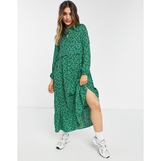 Sukienka zielona New Look z długimi rękawami midi 