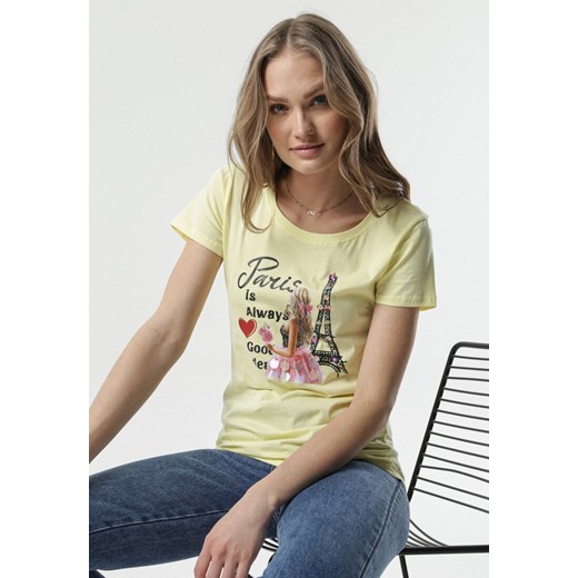Jasnożółty T-shirt Helia M/L okazja Born2be Odzież
