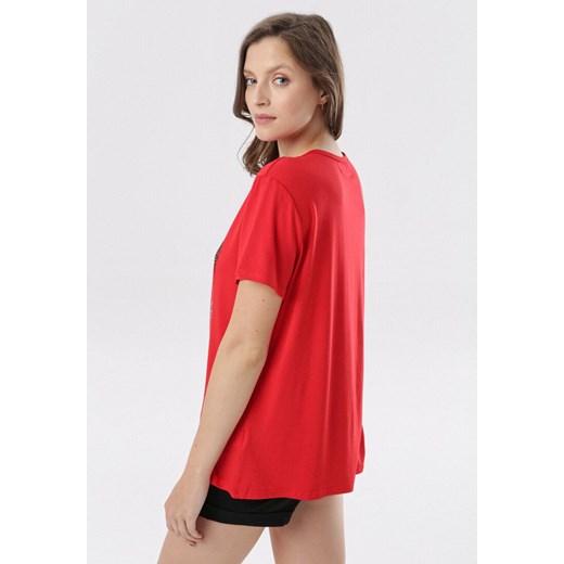 Czerwona Bluzka Aenia S/M okazyjna cena Born2be Odzież
