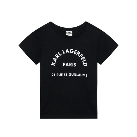 Bluzka dziewczęca Karl Lagerfeld z krótkim rękawem czarna 