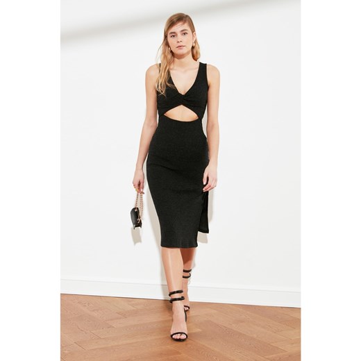 Trendyol Black Cut Out Detailed Pucker Knitted Dress Trendyol XS Factcool
