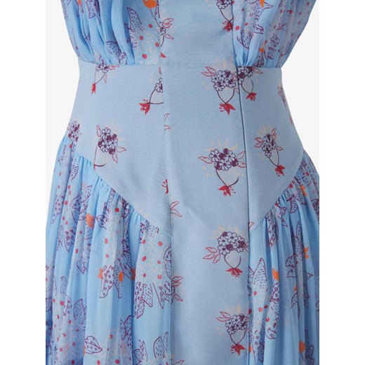 Sukienka Chloé niebieska mini bez rękawów z okrągłym dekoltem z jedwabiu 