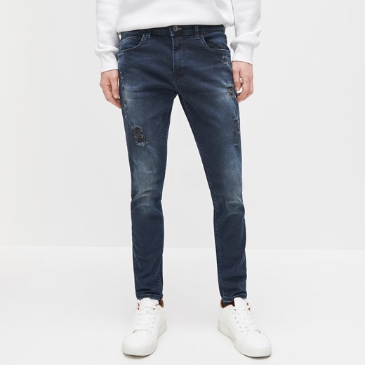 Reserved - Spodnie jeansowe skinny - Granatowy Reserved 29 okazja Reserved