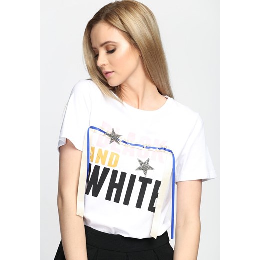 Biały T-shirt And White M/L okazyjna cena Born2be Odzież