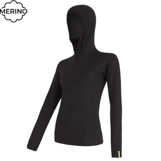 Koszulka Sensor Merino Double Face Hood Damskie czarny Sensor M wyprzedaż Snowboard Zezula