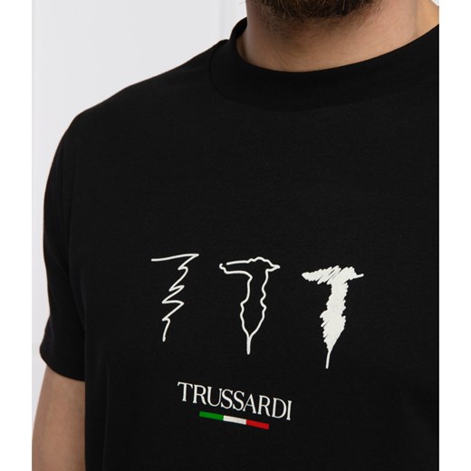 T-shirt męski Trussardi Jeans z napisami z krótkimi rękawami 