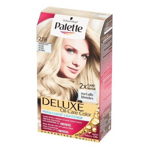 PALETTE_Deluxe Oil-Care farba do włosów trwale koloryzująca z mikroolejkami 218 Srebrzysty Blond Palette perfumeriawarszawa.pl
