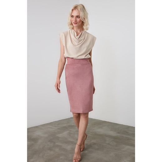 Trendyol Rose Dry Suede Pencil Knitted Skirt Trendyol S Factcool