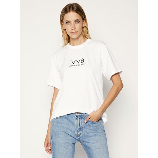 Victoria Victoria Beckham T-Shirt Logo 2220JTS001411A Biały Regular Fit Victoria Victoria Beckham M okazja MODIVO