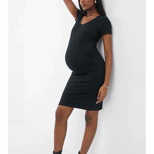 Mamalicious Maternity – Czarna sukienka t-shirtowa-Black L Asos Poland