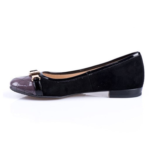 Baleriny Ulmani Shoes 12838 kawa/czarny emeli-pl czarny elegancki
