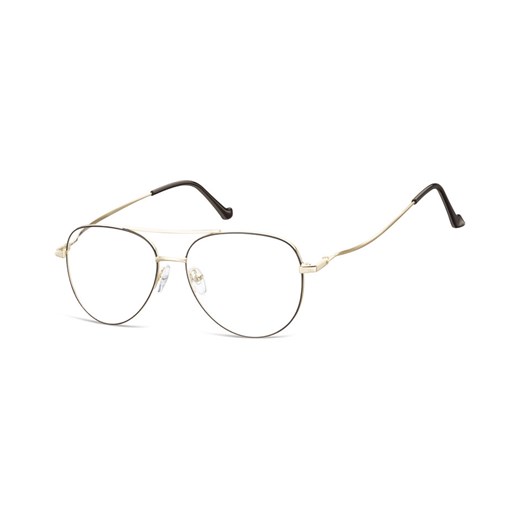 Okulary oprawki Pilotki zerówki metalowe korekcyjne 932C złote + czarne Sunoptic Stylion