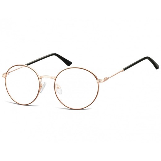 Lenonki okrągłe Okulary oprawki optyczne 919C złoto-brązowe ze sklepu Stylion w kategorii Oprawki do okularów męskich - zdjęcie 107786962