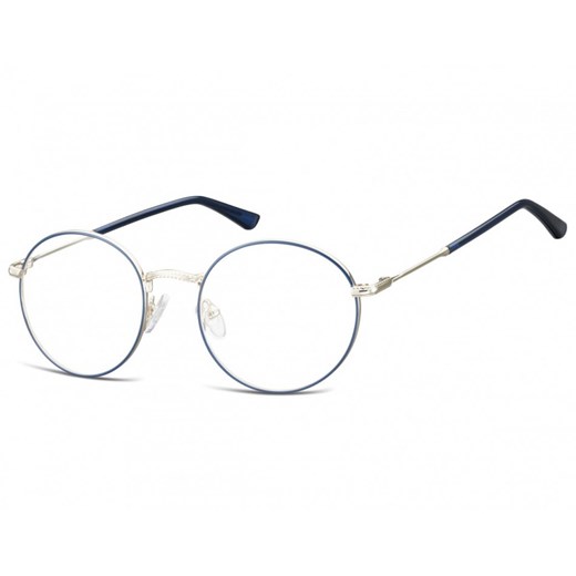 Lenonki okrągłe Okulary oprawki optyczne 919D srebrno-niebieskie ze sklepu Stylion w kategorii Oprawki do okularów męskich - zdjęcie 107786964
