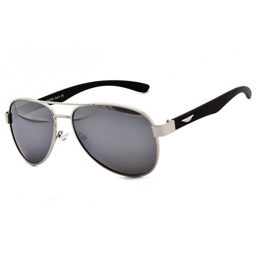 Pilotki Polaryzacyjne okulary aviator Lustrzanki srebrno czarne POL-65C Polarzone Stylion