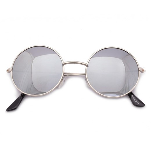 Lenonki srebrne lustrzane przeciwsłoneczne hippie retro 447A ze sklepu Stylion w kategorii Okulary przeciwsłoneczne damskie - zdjęcie 107789680