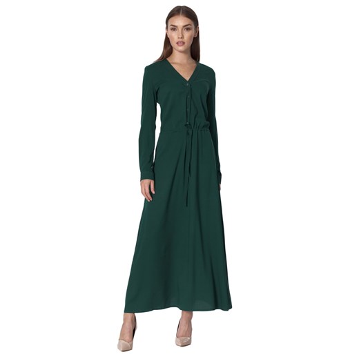 Długa sukienka  w kolorze butelkowej zieleni - S154 Nife L (40) Świat Bielizny