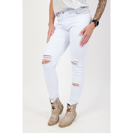 Białe spodnie jeansowe z dziurami na przodzie Olika S olika.com.pl okazyjna cena