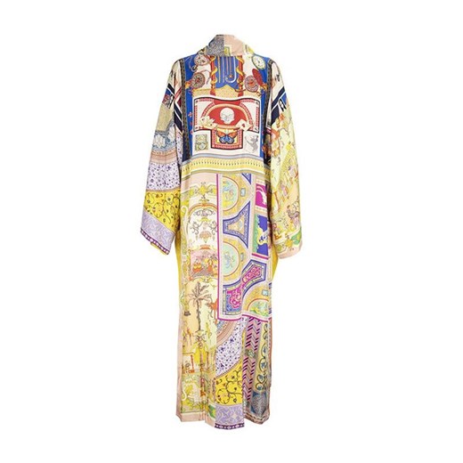 Silk light kimono coat with ornamental print ONESIZE okazja showroom.pl