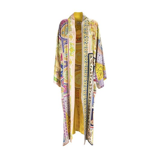 Silk light kimono coat with ornamental print ONESIZE promocyjna cena showroom.pl