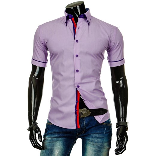 Koszula z krótkim rękawem (kx0342) - Fioletowy dstreet fioletowy bawełniane