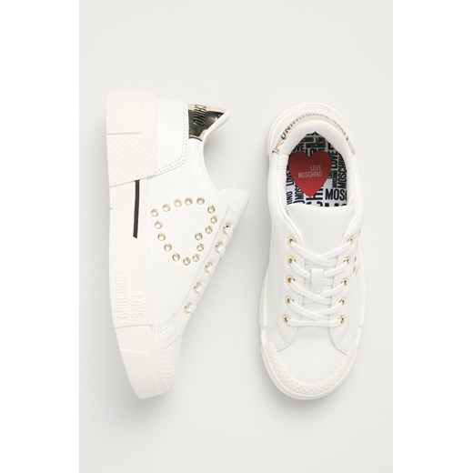 Love Moschino buty sportowe damskie ze skóry ekologicznej białe wiązane 