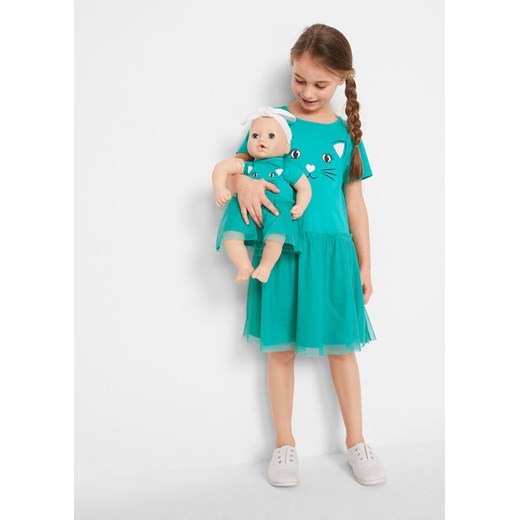 Sukienka dziewczęca + sukienka dla lalki (2 części) | bonprix 128/134 bonprix