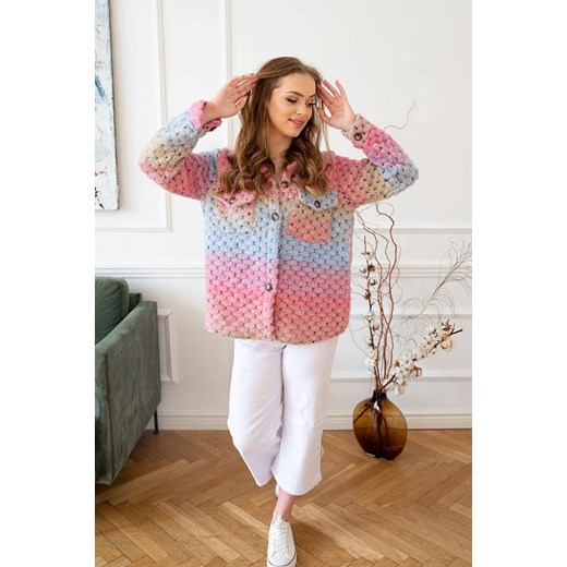 KOSZULOWA KURTKA DAMSKA Z KOŁNIERZEM CIEMNY RÓŻ (2453) Goodlookin.pl Uniwersalny goodlookin.pl