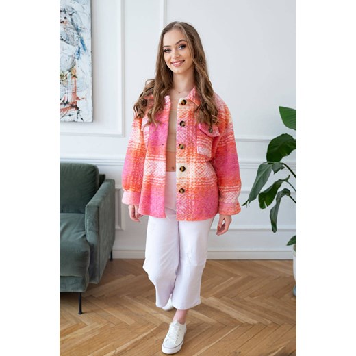 Koszulowa kurtka damska melanż różowa (3925B) ze sklepu goodlookin.pl w kategorii Kurtki damskie - zdjęcie 107962810