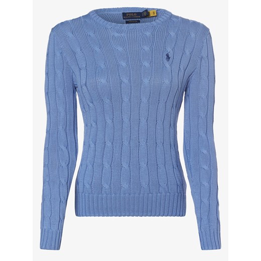 Niebieski sweter damski Polo Ralph Lauren z okrągłym dekoltem casualowy 