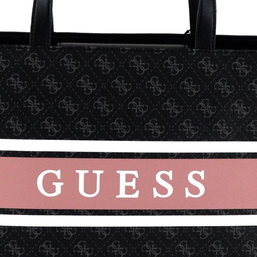 Shopper bag Guess wielokolorowa bez dodatków na ramię wakacyjna z nadrukiem mieszcząca a5 