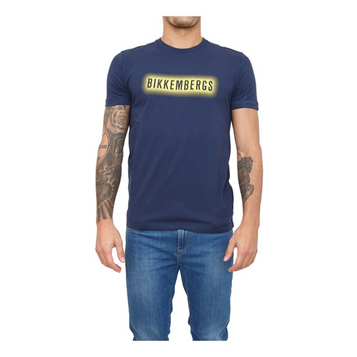T-shirt męski BIKKEMBERGS bawełniany niebieski 