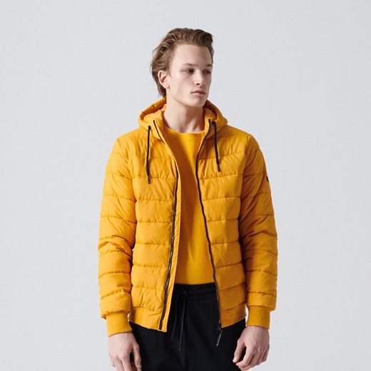 Cropp - Pikowana kurtka z kapturem - Żółty Cropp XL Cropp