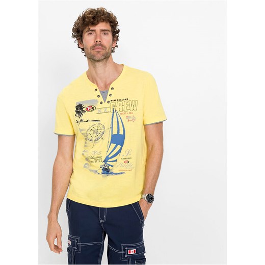 T-shirt męski Bonprix żółty z krótkim rękawem 