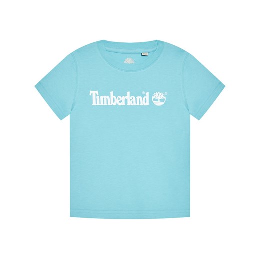 T-shirt chłopięce Timberland z napisami z krótkimi rękawami jeansowy 