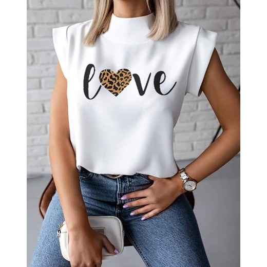 Top z dekoltem w kształcie litery cheetah t-shirt biały Kendallme M Kendallme okazyjna cena