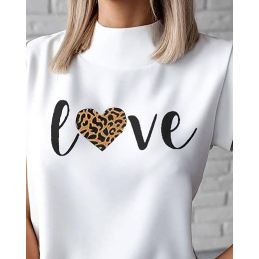 Top z dekoltem w kształcie litery cheetah t-shirt biały Kendallme XL okazja Kendallme