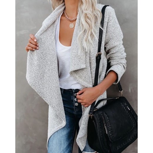 Sweter z długim rękawem prostym kieszenią szary Kendallme XL okazja Kendallme
