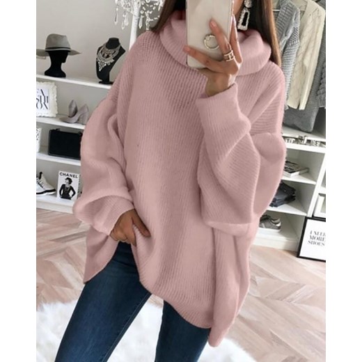Sweter z dekoltem w serek różowy Kendallme XL Kendallme okazja