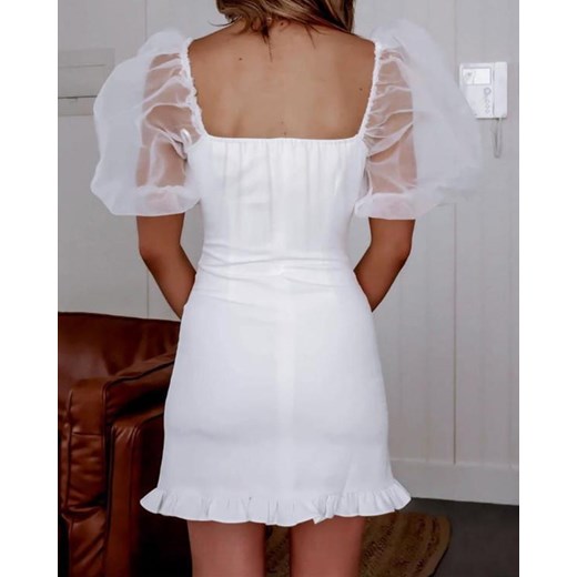 Sukienka Kendallme dopasowana casual biała z krótkim rękawem mini 