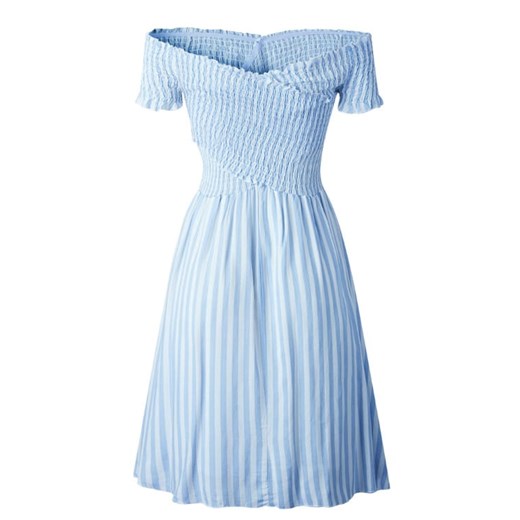 Sukienka niebieska Kendallme z odkrytymi ramionami z krótkim rękawem na co dzień mini 