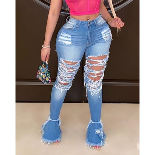 Niebieskie jeansy damskie Kendallme 