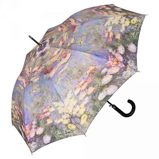 Claude Monet Lilie wodne - parasol długi ze skórzaną rączką Von Lilienfeld  Parasole MiaDora.pl