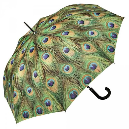 Pawie oczko - długi parasol ze skórzaną rączką Von Lilienfeld  Parasole MiaDora.pl