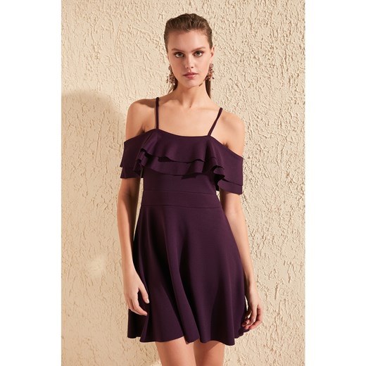 Trendyol Purple Flywheel Detailed Dress Trendyol 38 Factcool